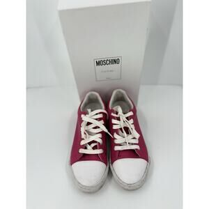 MOSCHINO Pink Leather Lace-up Letter Logo Womens US Size 6